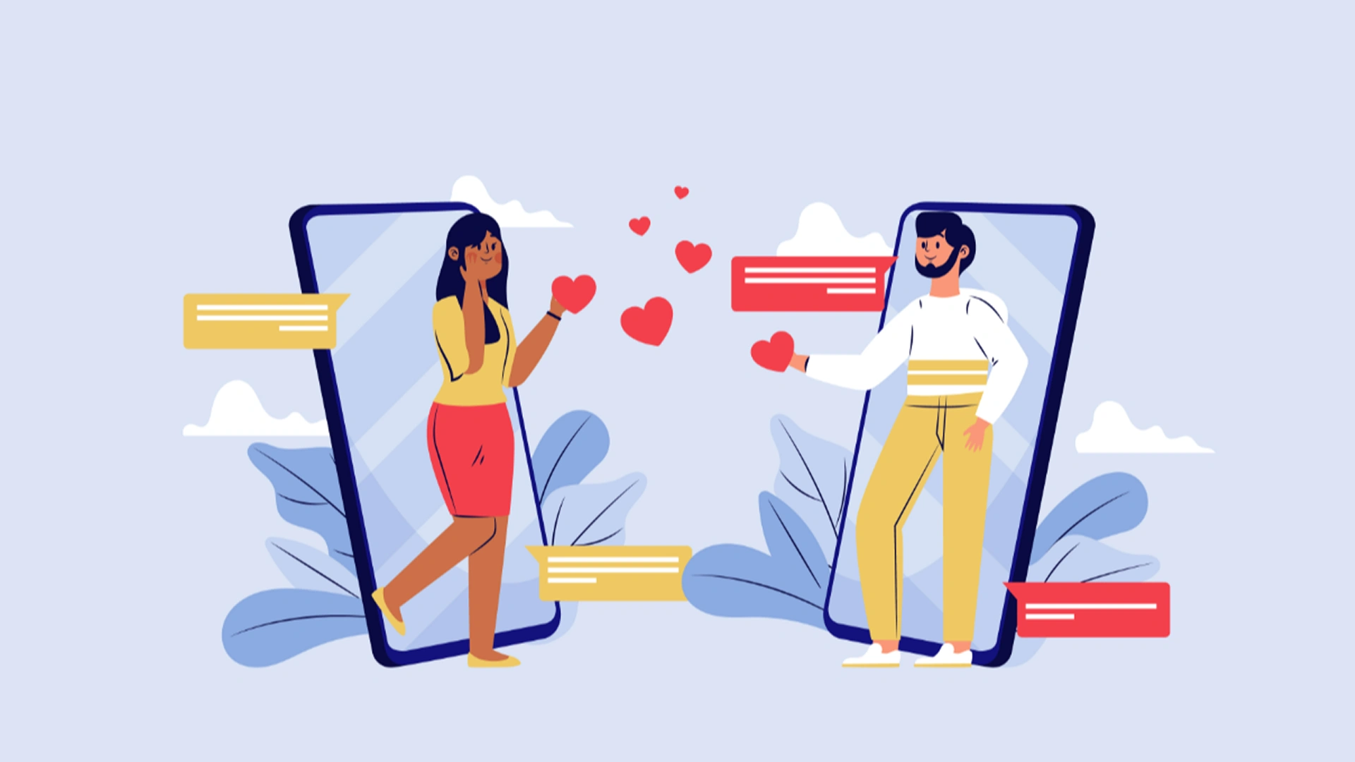 Application de rencontre moderne montrant des profils et fonctionnalités de matching